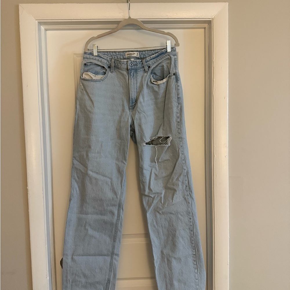Abercrombie & Fitch Light Blue Curve Love Jeans 90s Relaxed, Extra Long Inseam